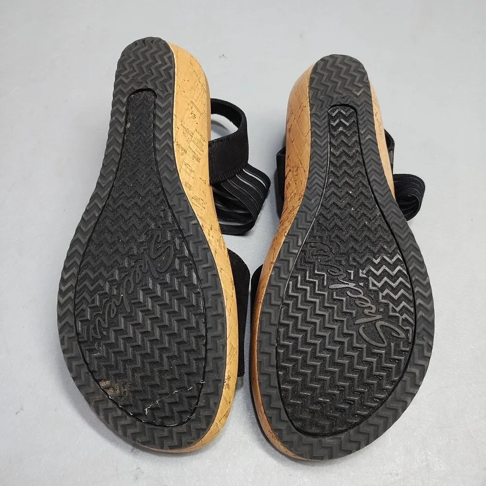 Skechers Brie Lo'Profile Slingback Sandals Womens US 6 Brown Black Elastic Strap